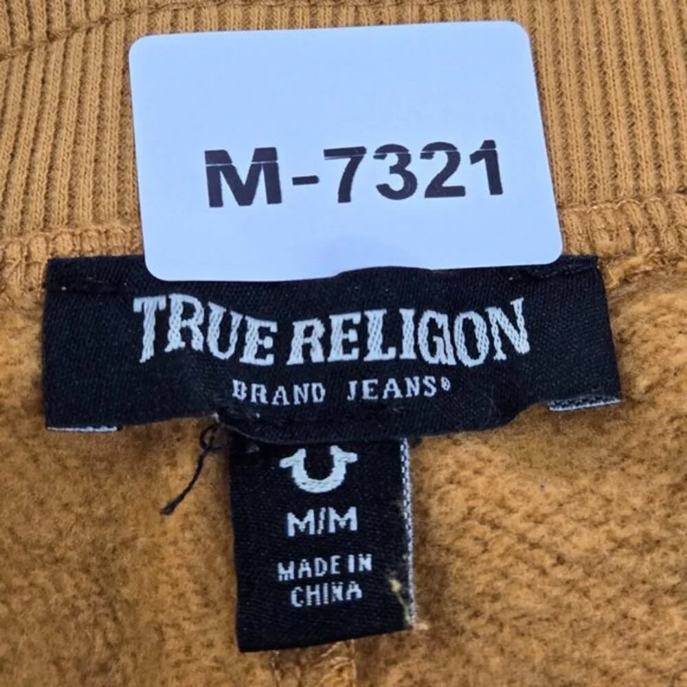 True‎ Religion Pants M Yellow Back Pocket Drawstring Jogger Logo Pockets READ